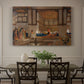 Canvas art print featuring an interior scene with woman receiving guests in ornate room, showcased as a statement wall artwork