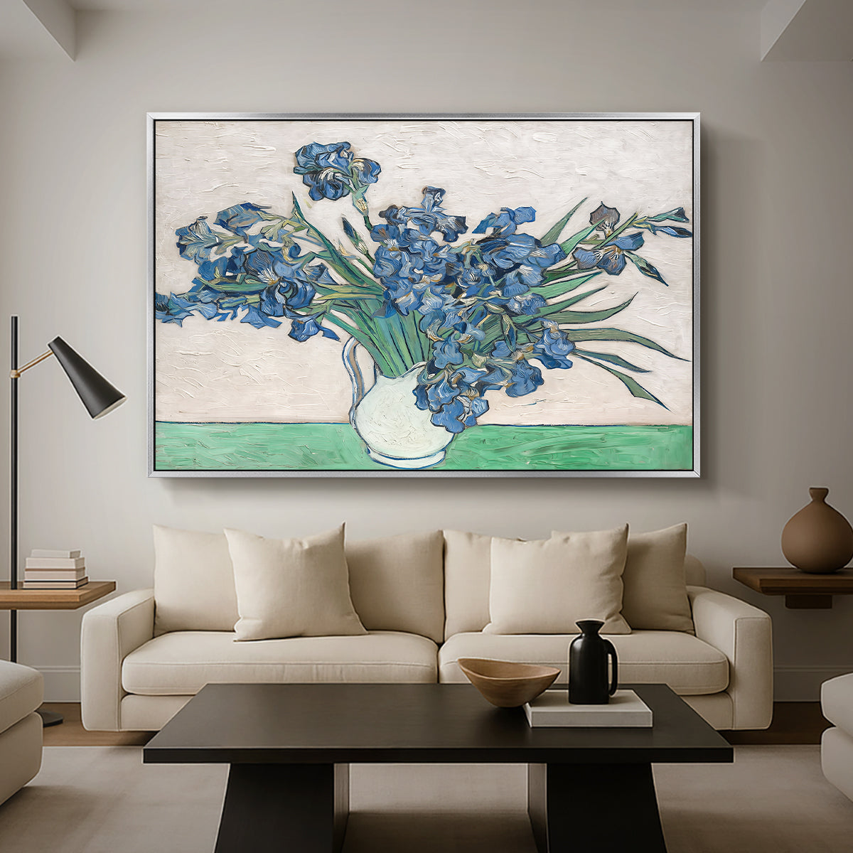 Irises, 1890 - Floater Framed Canvas Print