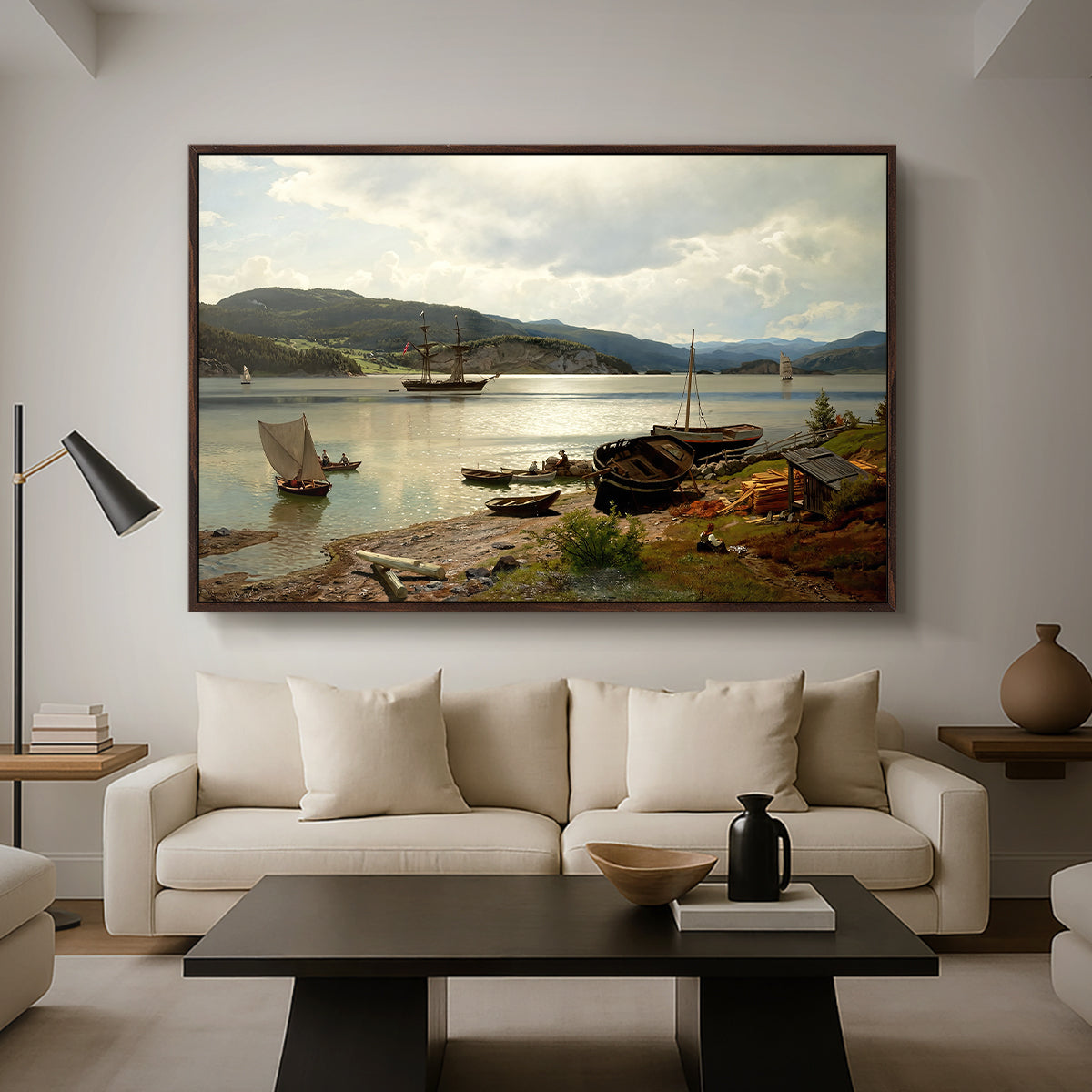 By the Water, 1876 - Floater Framed Canvas Print