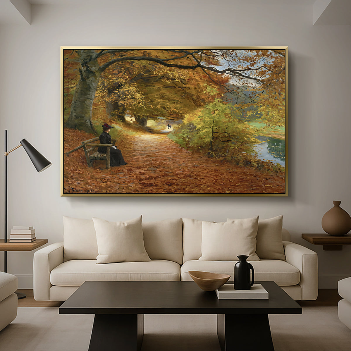 A Wooded Path in Autumn, 1902 - Floater Framed Canvas Print