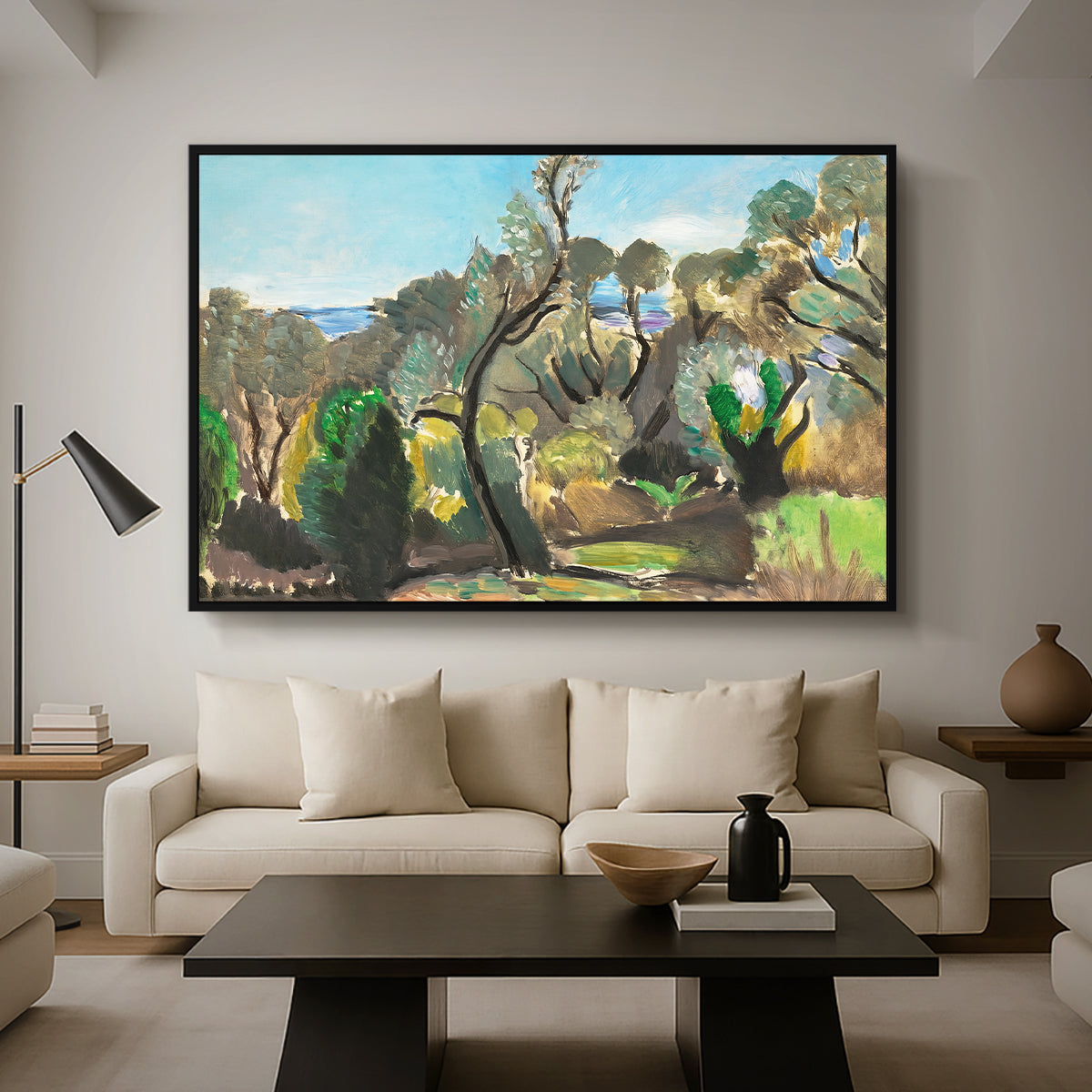 Landscape near Nice, c. 1918 - Floater Framed Canvas Print