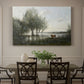Canvas art print featuring a marshy landscape with water, trees, and soft atmospheric light, showcased as a statement wall artwork