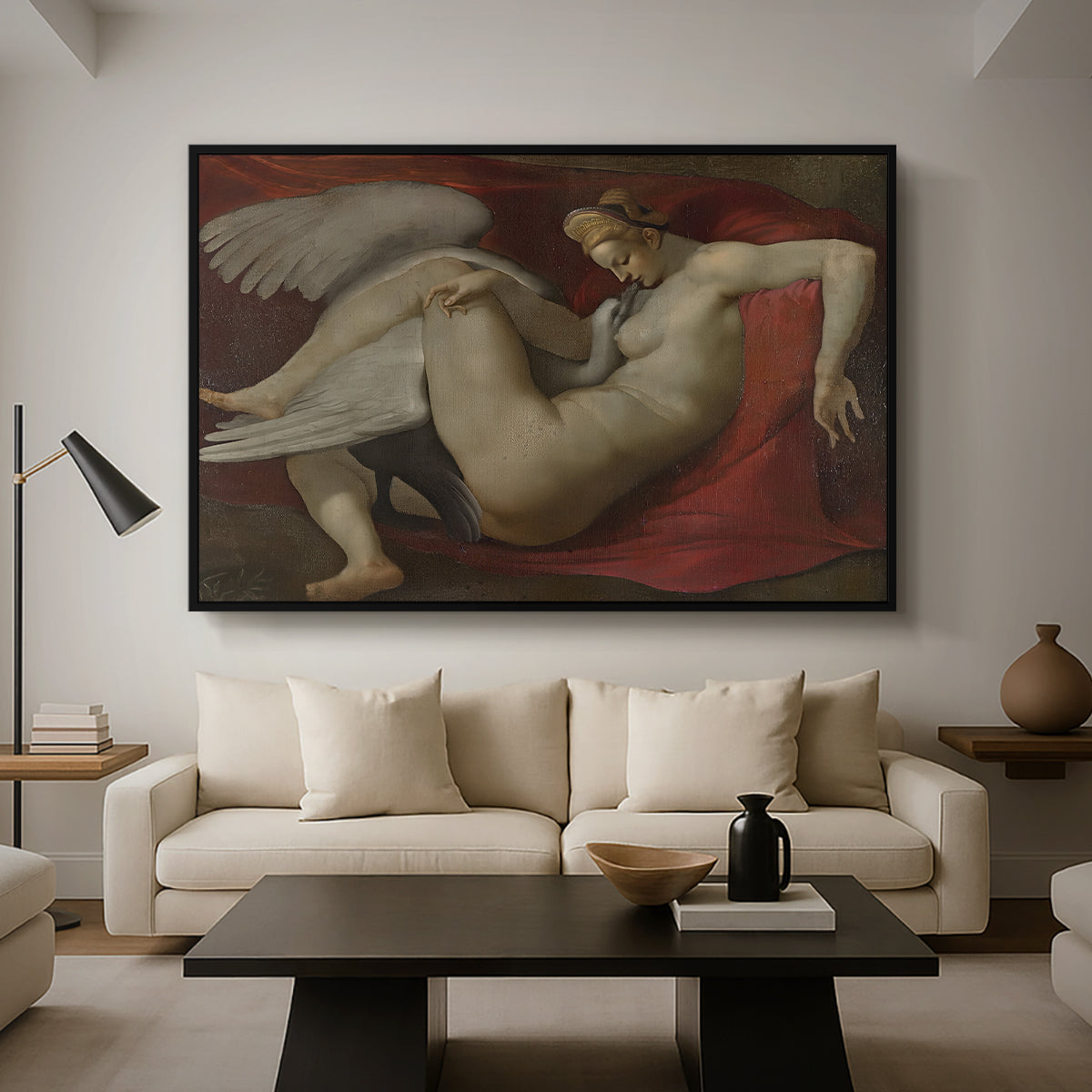 Leda and the Swan (16th-Century Version), c. 1530 - Floater Framed Canvas Print
