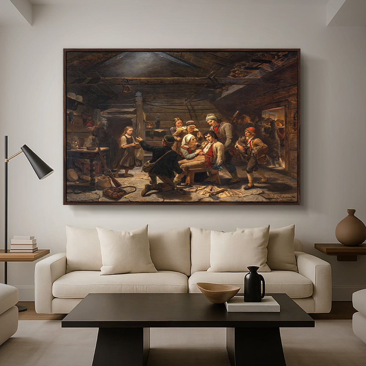 The Return of the Bear Hunter, 1856 - Floater Framed Canvas Print