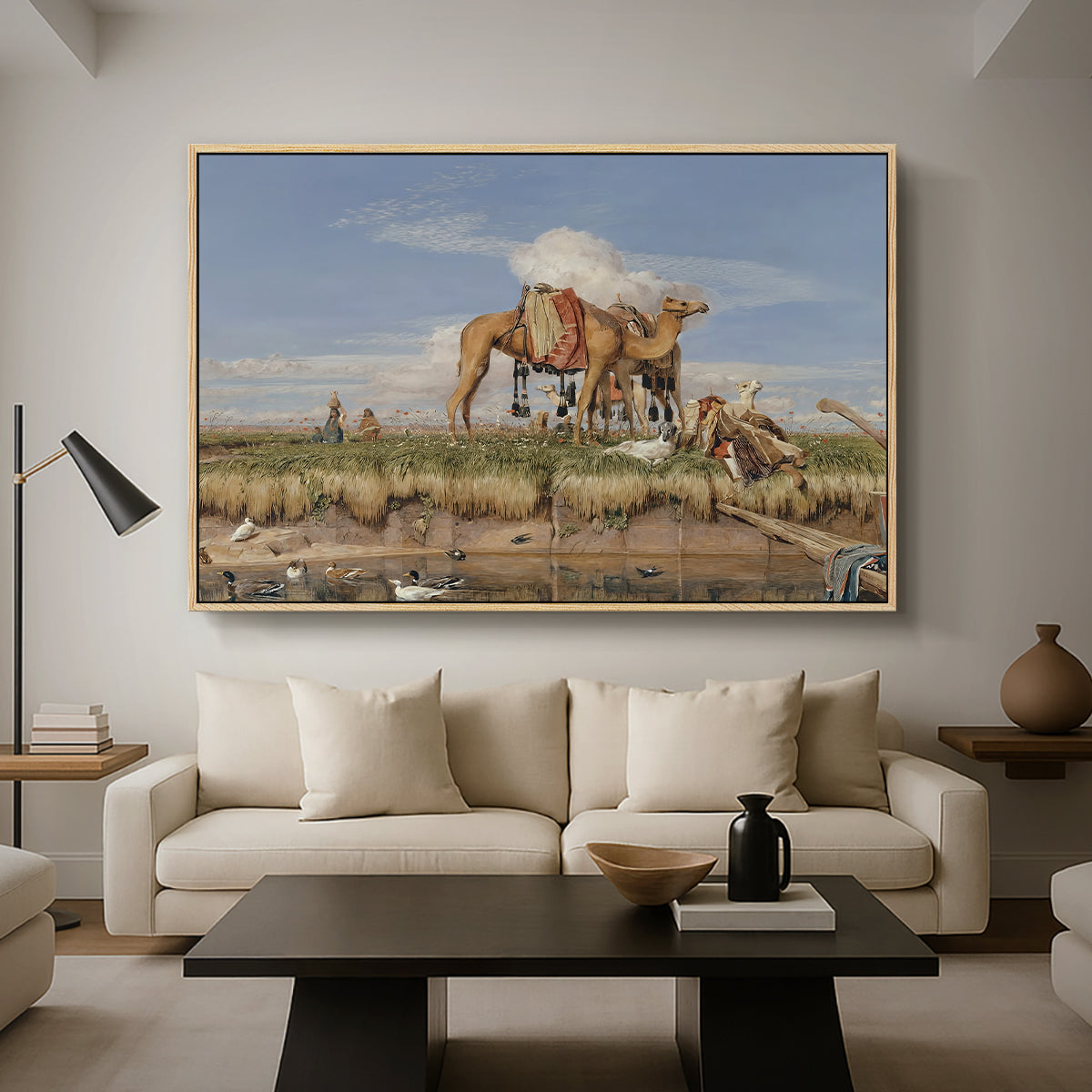 On the Banks of the Nile, Upper Egypt, 1876 - Floater Framed Canvas Print