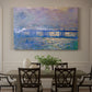 Canvas art print featuring an impressionist view of bridge stretching across river with soft light and haze, showcased as a statement wall artwork