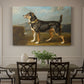 Canvas art print featuring a small terrier standing alert in open countryside landscape, showcased as a statement wall artwork