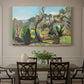 Canvas art print featuring a rolling landscape with trees and open sky in bright natural colors, showcased as a statement wall artwork