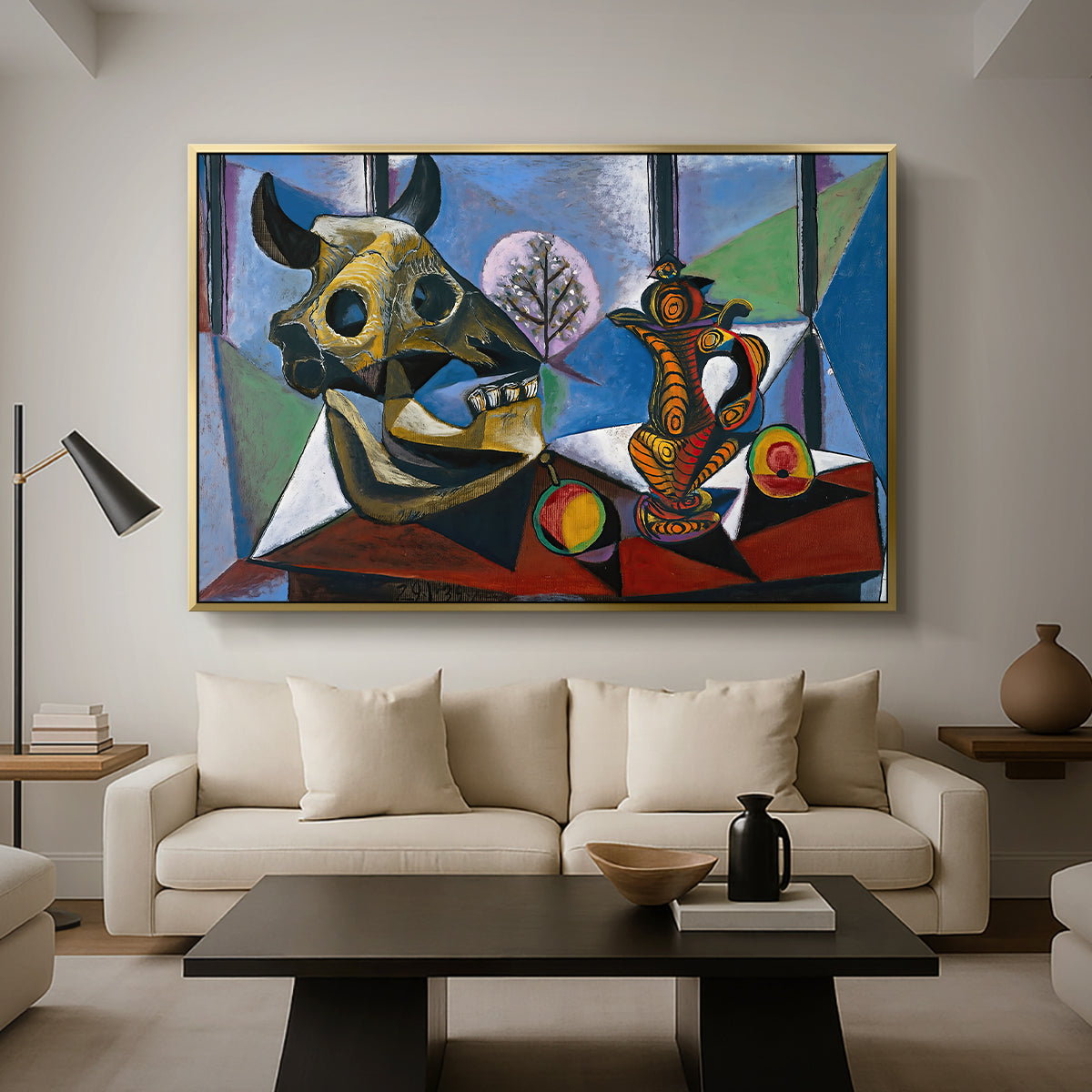 Still Life with Bull's Skull, 1939 - Floater Framed Canvas Print