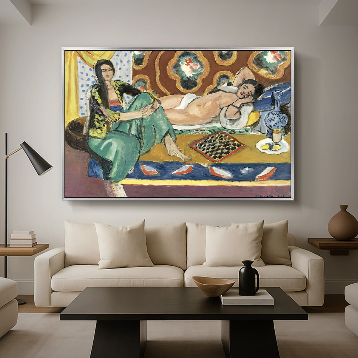 Odalisques Playing Checkers (Odalisques jouant aux dames), 1928 - Floater Framed Canvas Print