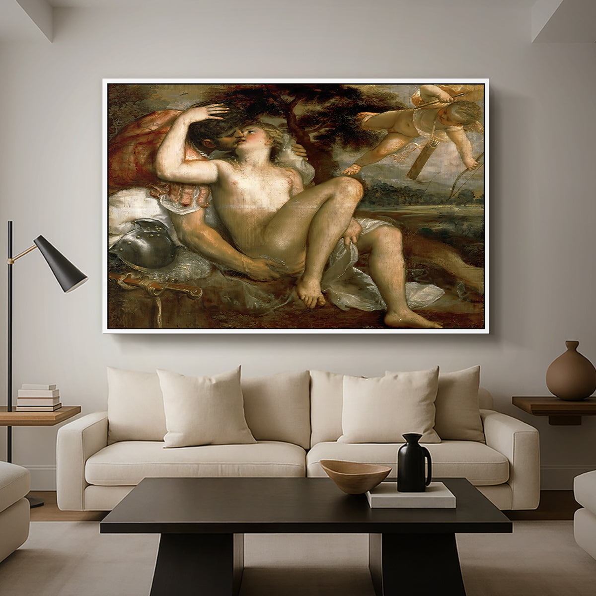 Mars, Venus and Cupid, c. 1530 - Floater Framed Canvas Print