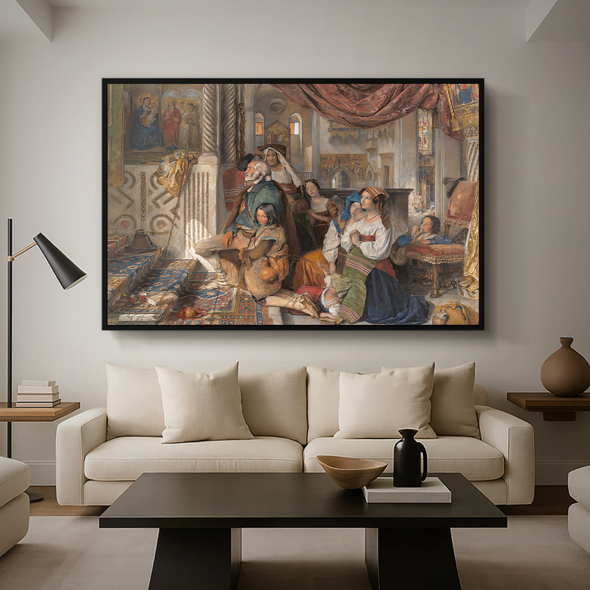 Roman Pilgrims, 1854 - Floater Framed Canvas Print