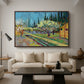 Orchard in Blossom, Bordered by Cypresses, 1888 - Floater Framed Canvas Print