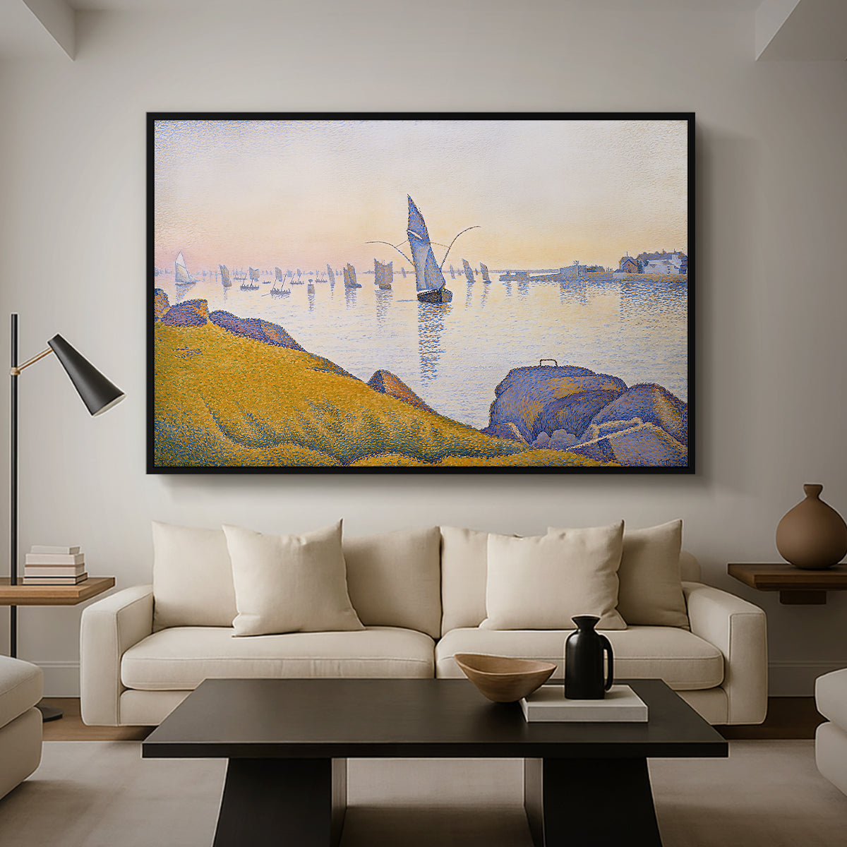 Evening Calm, Concarneau, Opus 220, 1891 - Floater Framed Canvas Print