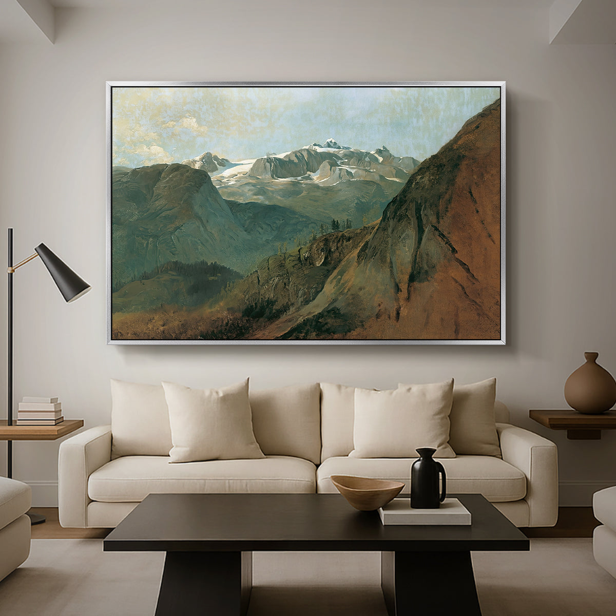 The Dachstein from the Plassen near Hallstatt, 1827 - Floater Framed Canvas Print
