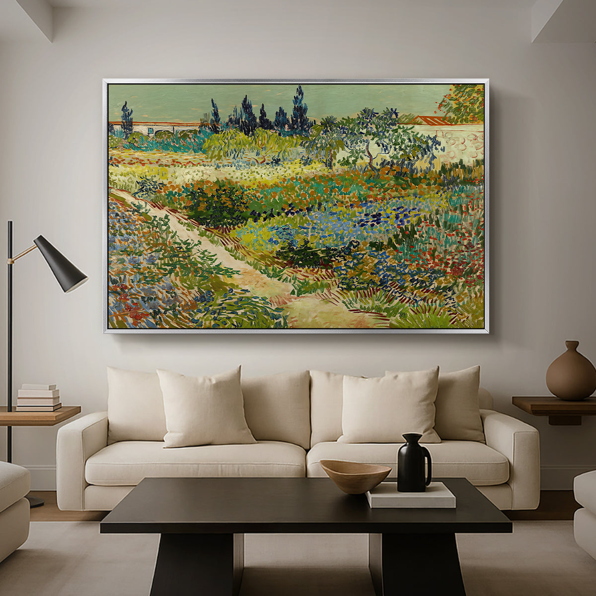 Garden at Arles, 1888 - Floater Framed Canvas Print