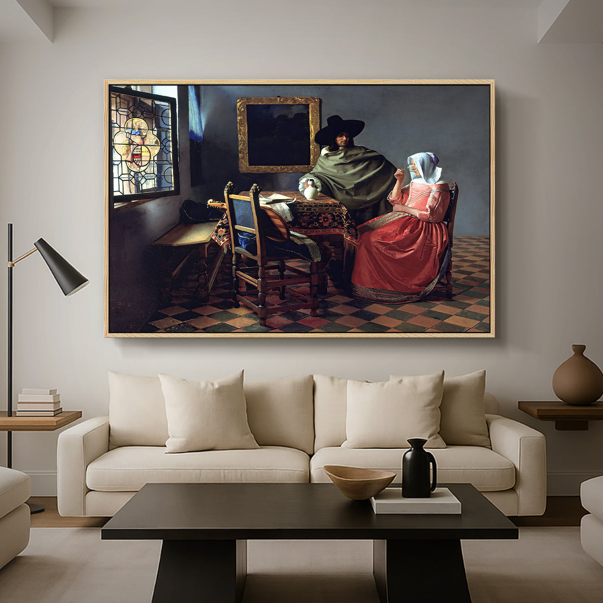 The Glass of Wine, c. 1660 - Floater Framed Canvas Print