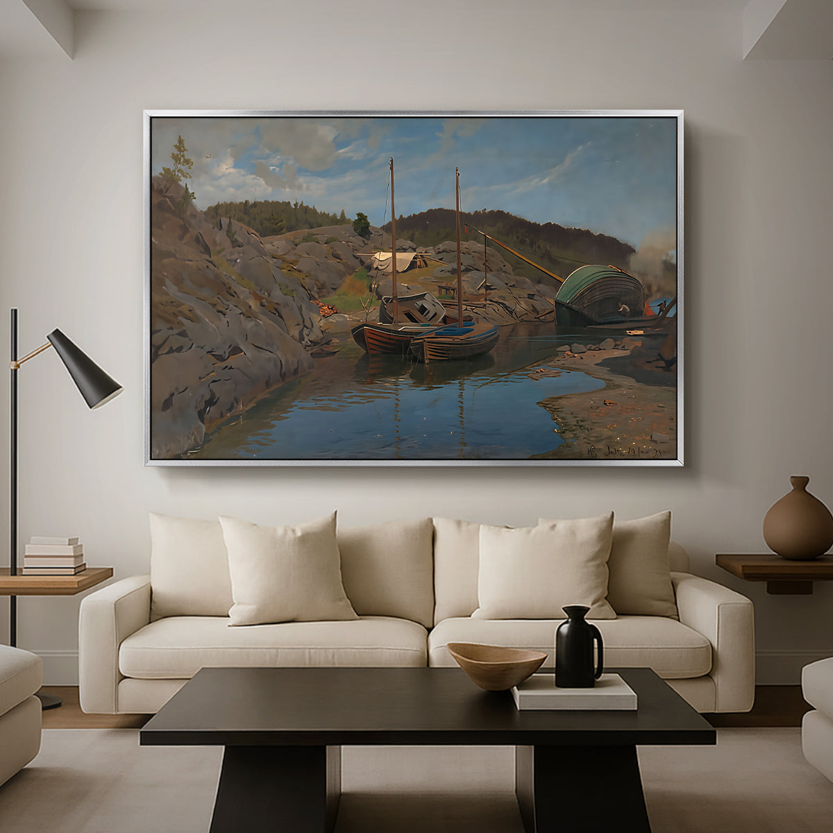 Pilotboats, 1875 - Floater Framed Canvas Print