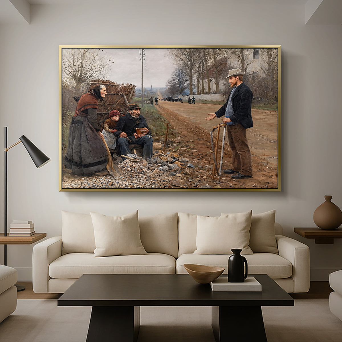 People by a Road, 1893 - Floater Framed Canvas Print