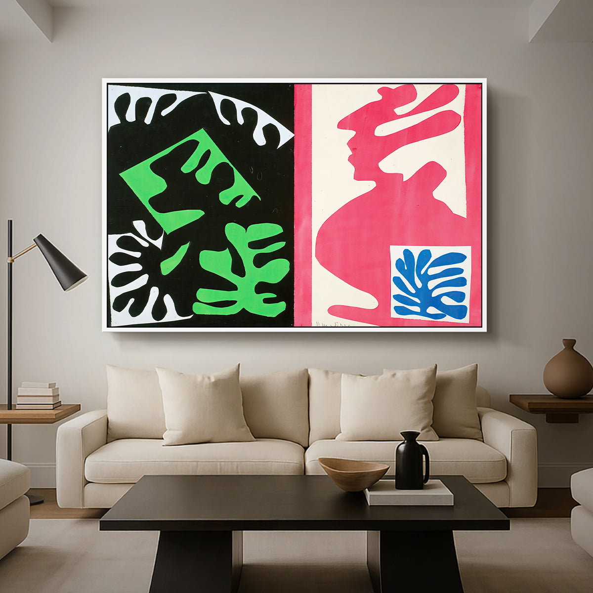 Composition, Black and Red, from Jazz, 1947 - Floater Framed Canvas Print