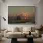 Haystack at Sunset, 1880 - Floater Framed Canvas Print