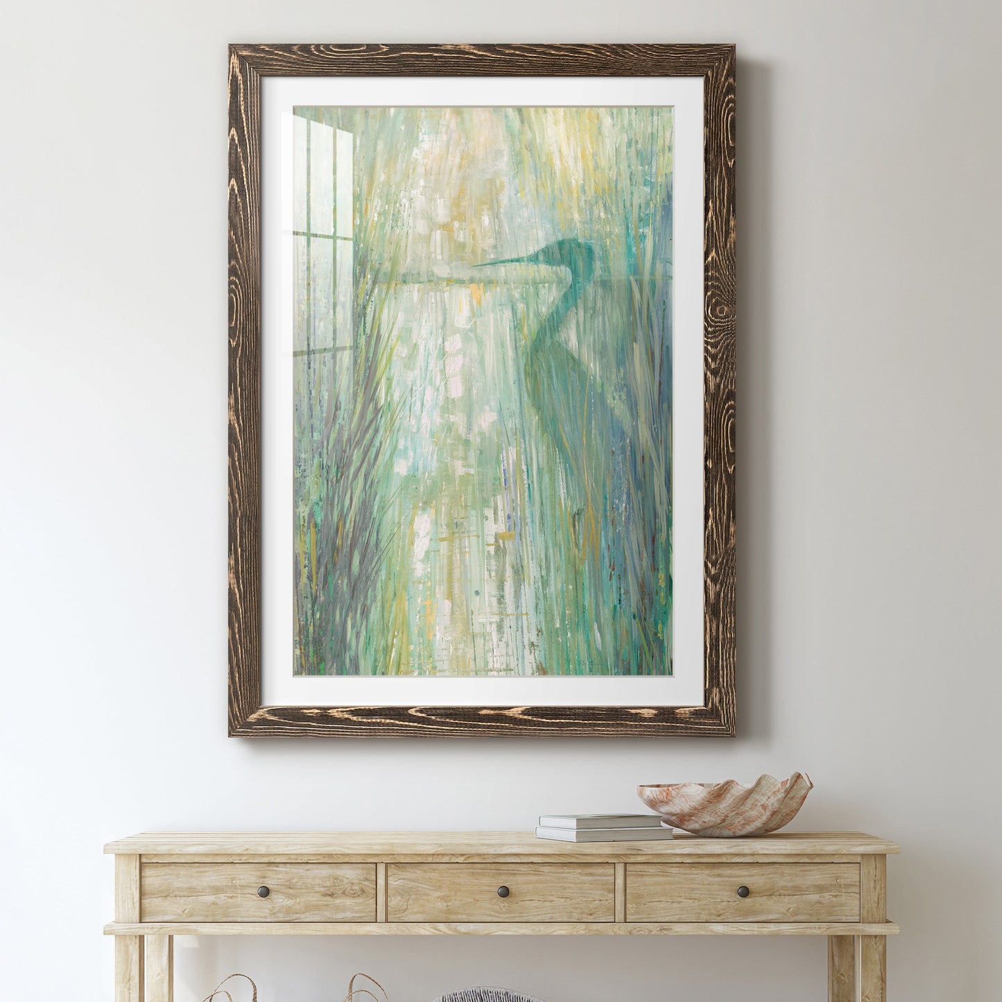 Morning Egret II - Premium Framed Print - Distressed Barnwood Frame - Ready to Hang