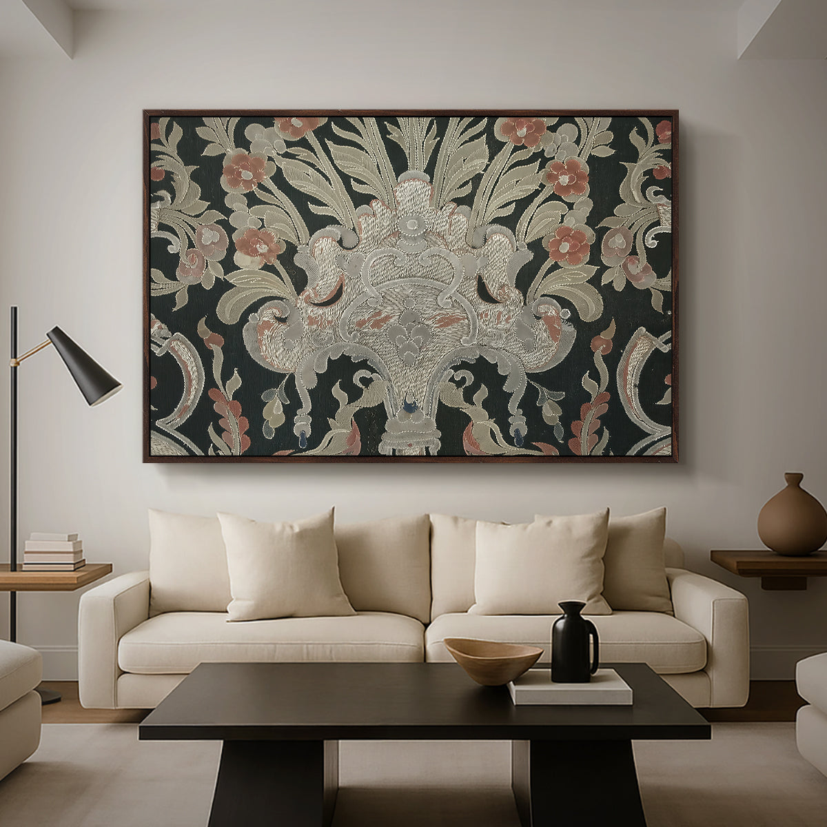 Hanging (Printed Textile), c. 18th Century - Floater Framed Canvas Print