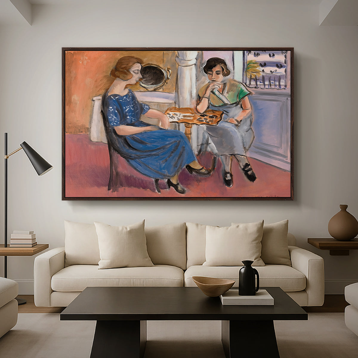 Domino Players, 1921 - Floater Framed Canvas Print