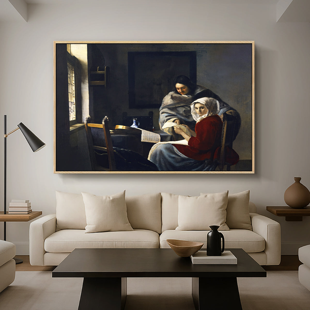 Girl Interrupted at Her Music, c. 1658-1659 - Floater Framed Canvas Print