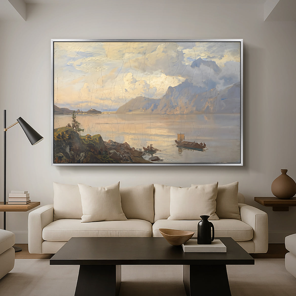 Traunsee, 1871 - Floater Framed Canvas Print