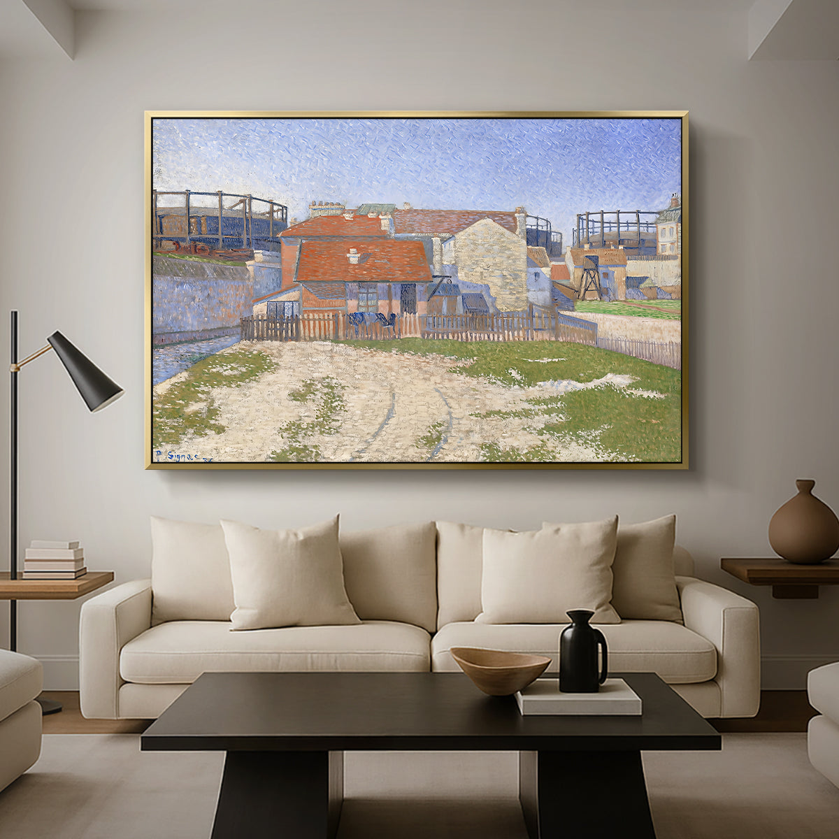 Gasometers at Clichy, 1886 - Floater Framed Canvas Print