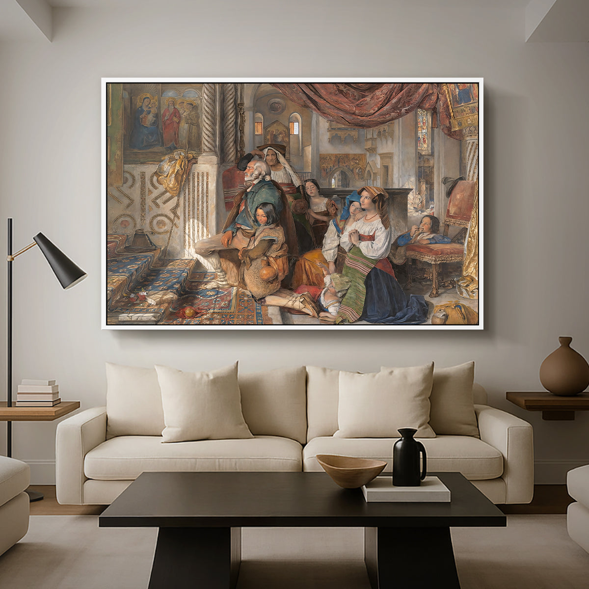 Roman Pilgrims, 1854 - Floater Framed Canvas Print