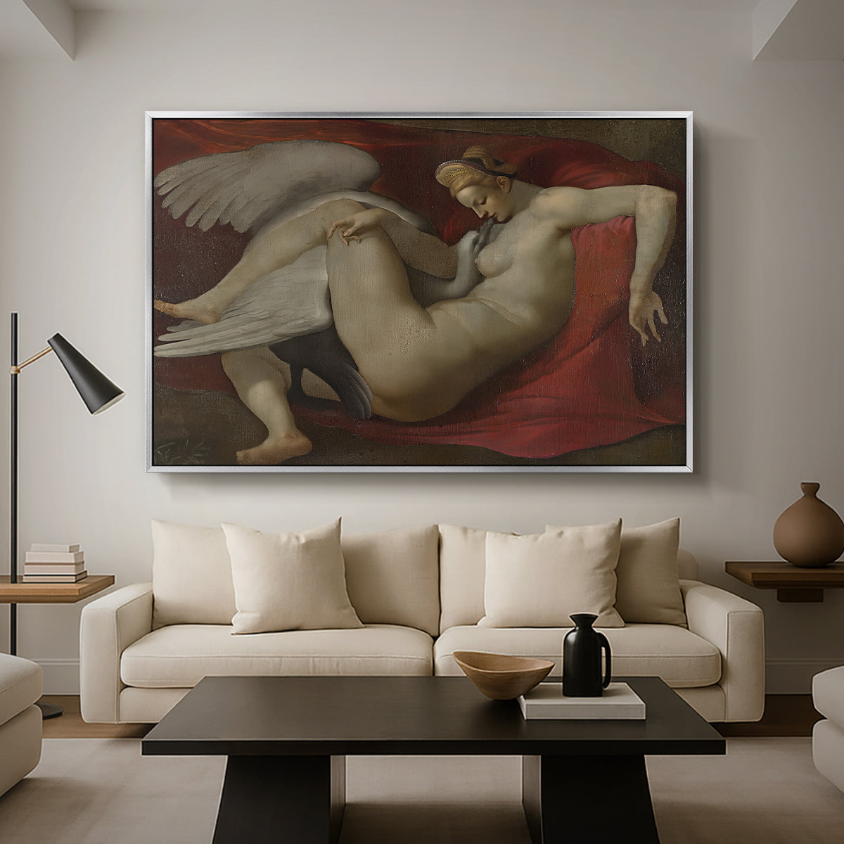 Leda and the Swan (16th-Century Version), c. 1530 - Floater Framed Canvas Print