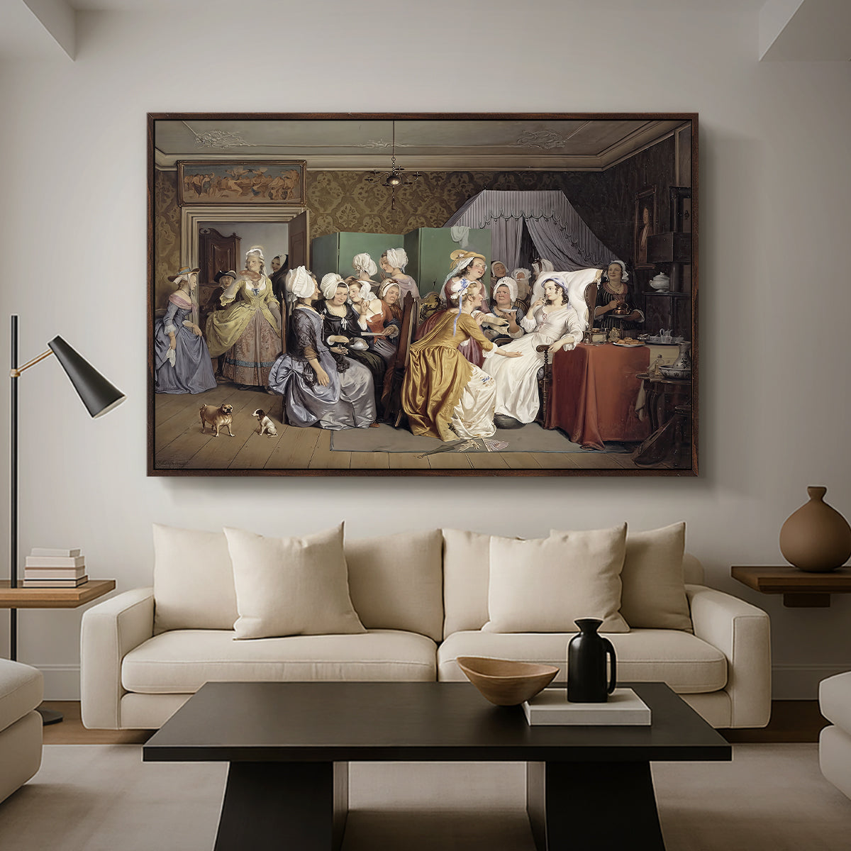 The Maternity Room (Scene from "Barselstuen"), 1845 - Floater Framed Canvas Print