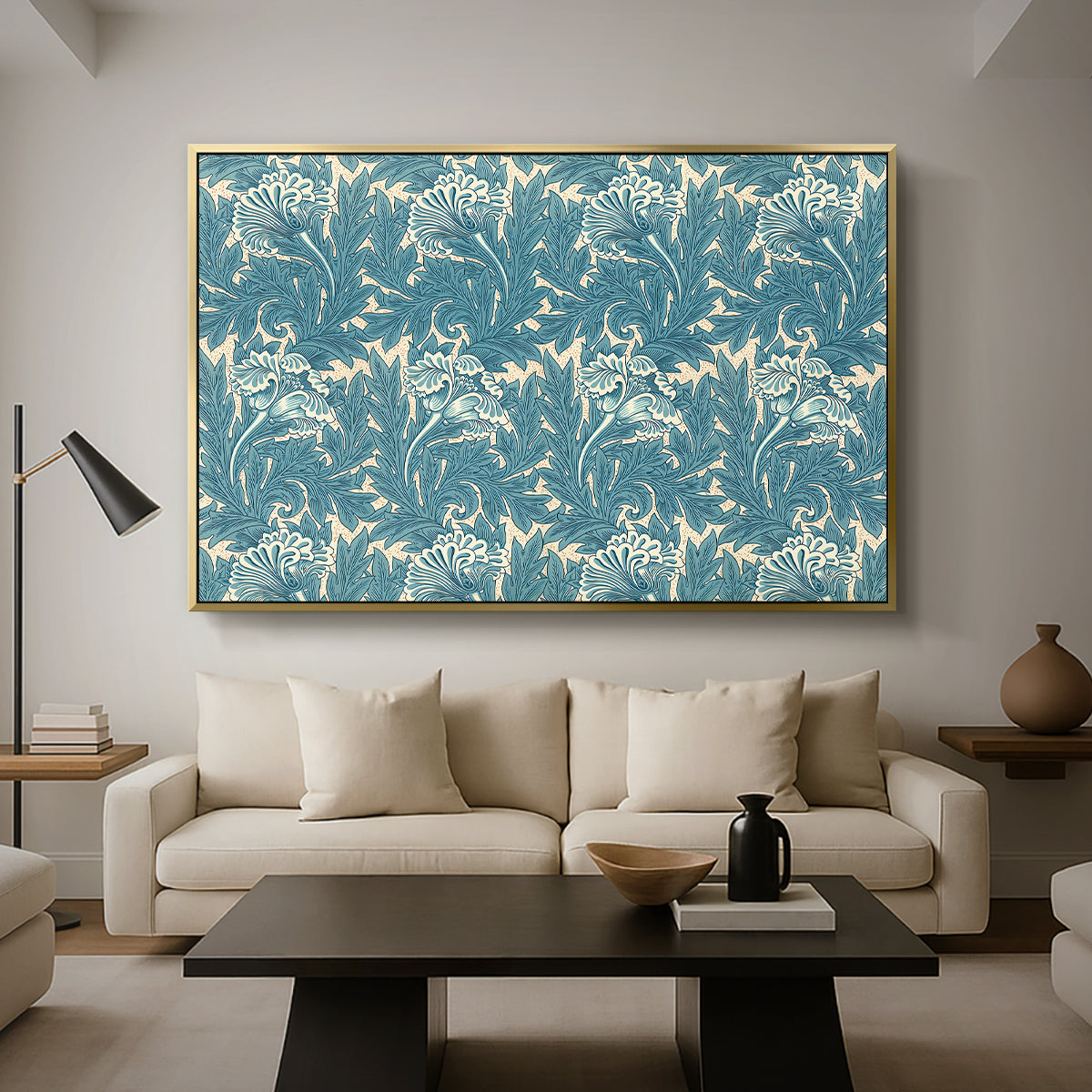 Tulip (Teal), 1875 - Floater Framed Canvas Print