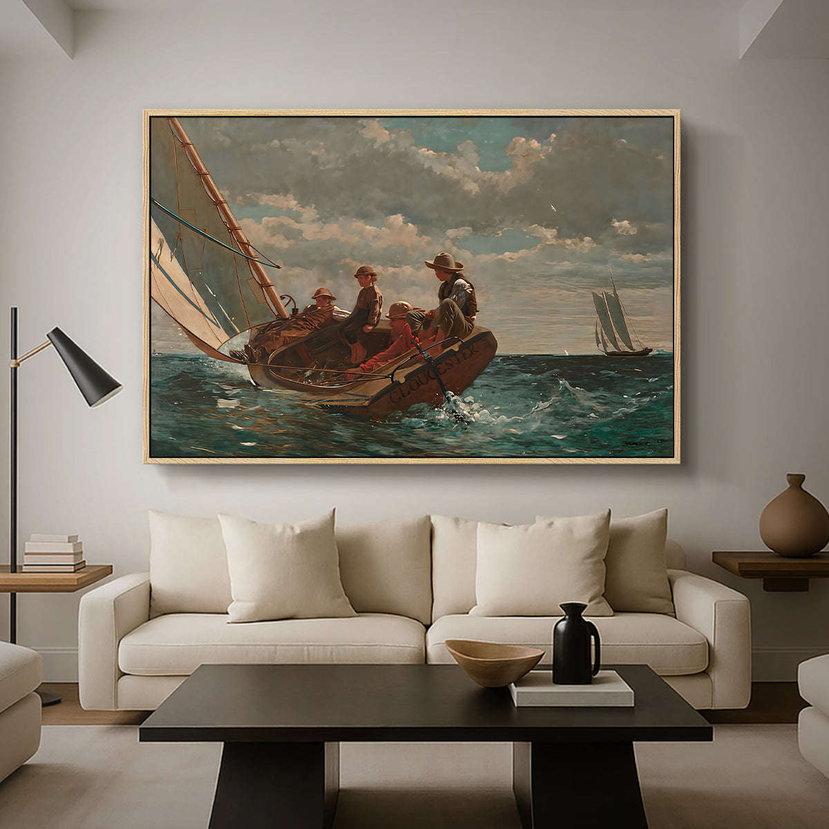 Breezing Up (A Fair Wind), 1873-1876 - Floater Framed Canvas Print
