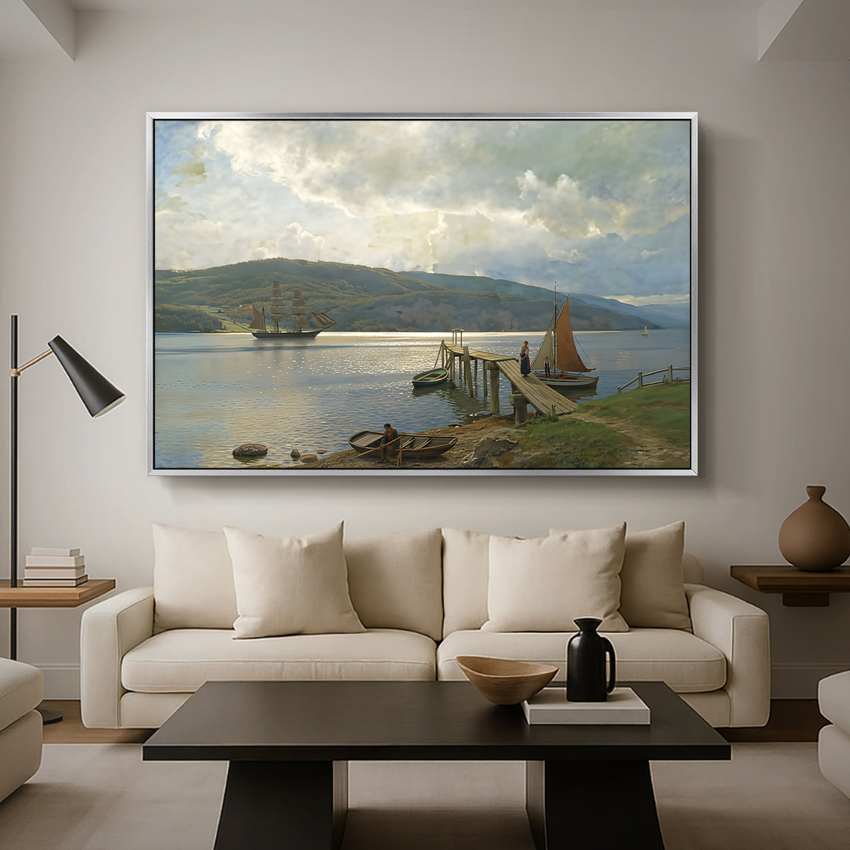 The Jetty at Feste near Moss, 1898 - Floater Framed Canvas Print