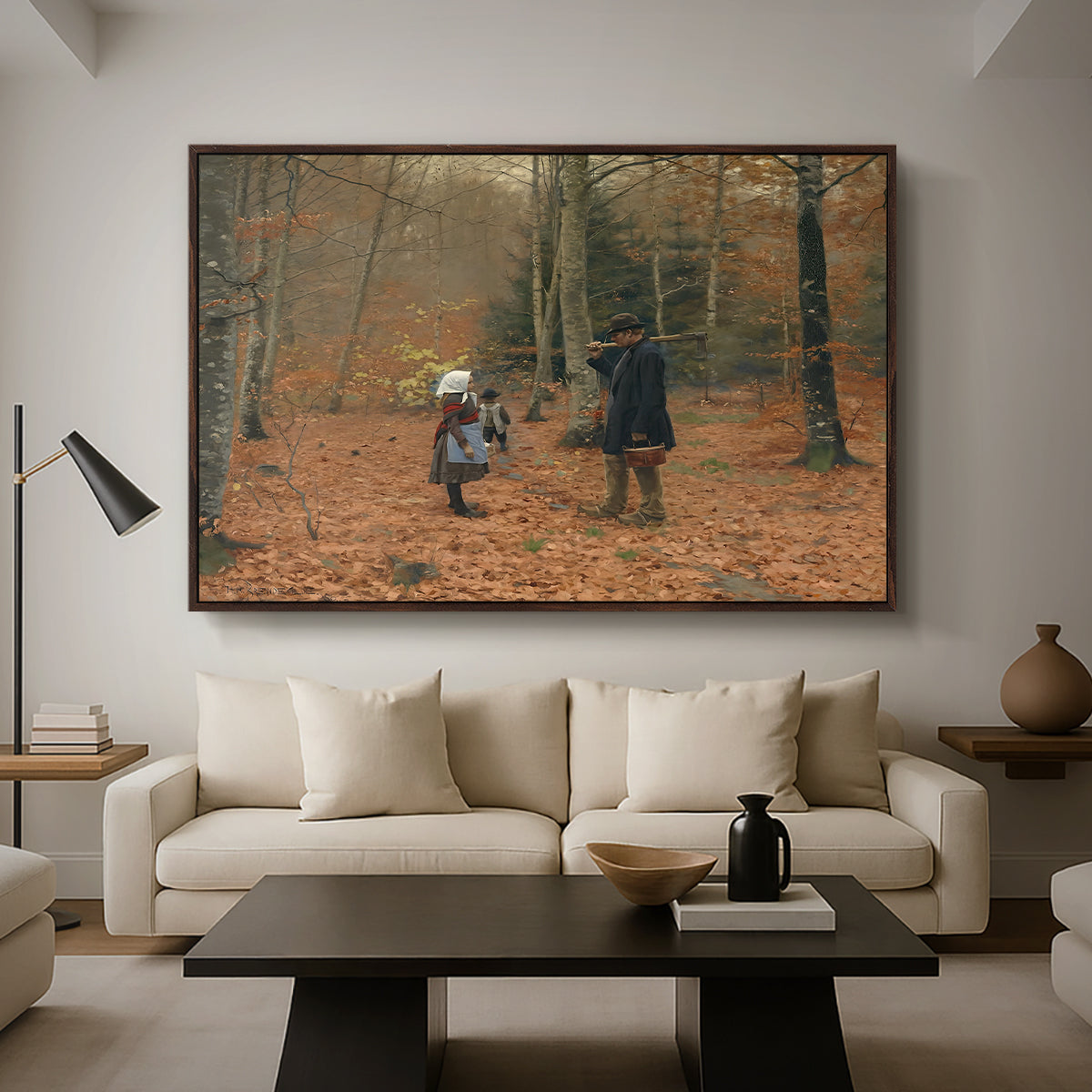 The Woodman and his Children, 1886 - Floater Framed Canvas Print