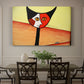 Canvas art print featuring a stylized cat face composed of bold geometric shapes, showcased as a statement wall artwork