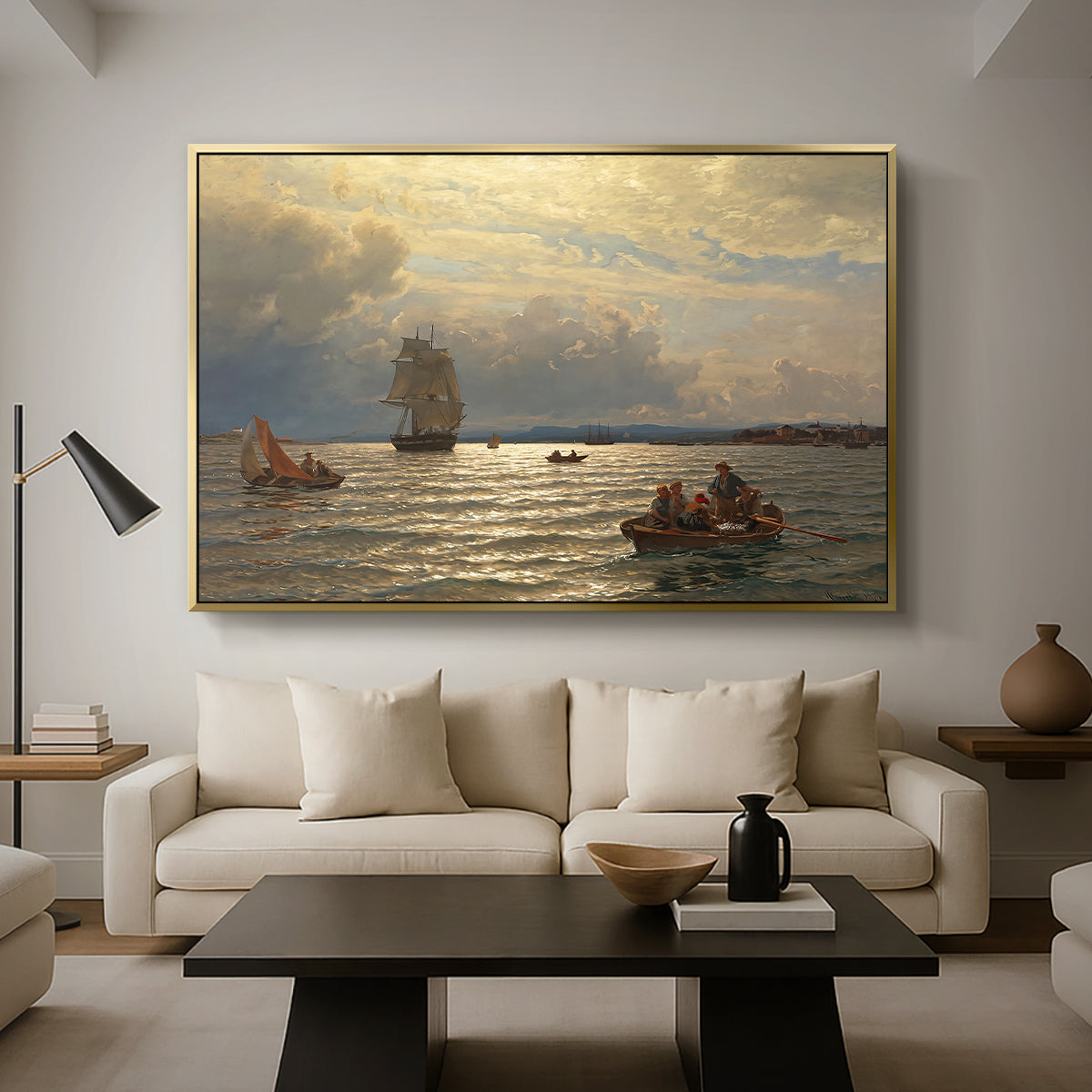 From the Inlet of Oslo, 1874 - Floater Framed Canvas Print