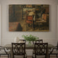Canvas art print featuring a figure seated indoors carefully working on artwork at table, showcased as a statement wall artwork