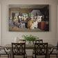 Canvas art print featuring women gathered around mother and newborn in domestic interior, showcased as a statement wall artwork