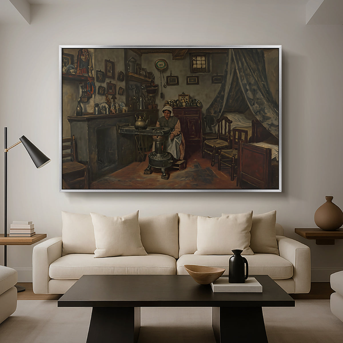 Interior, c. 1865-1870 - Floater Framed Canvas Print