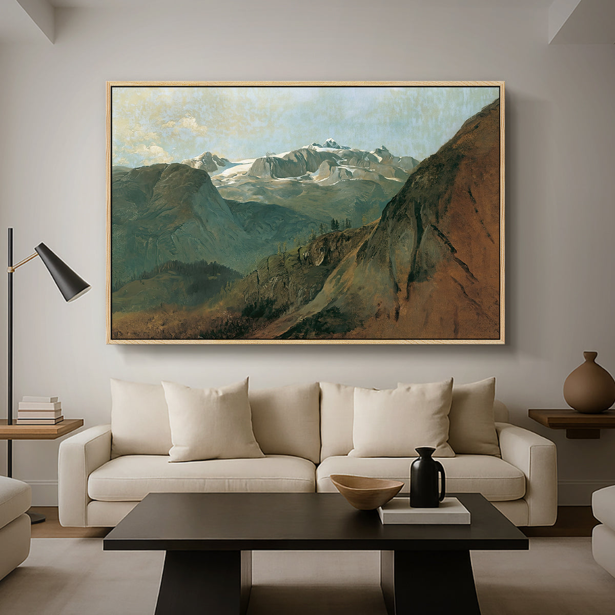 The Dachstein from the Plassen near Hallstatt, 1827 - Floater Framed Canvas Print
