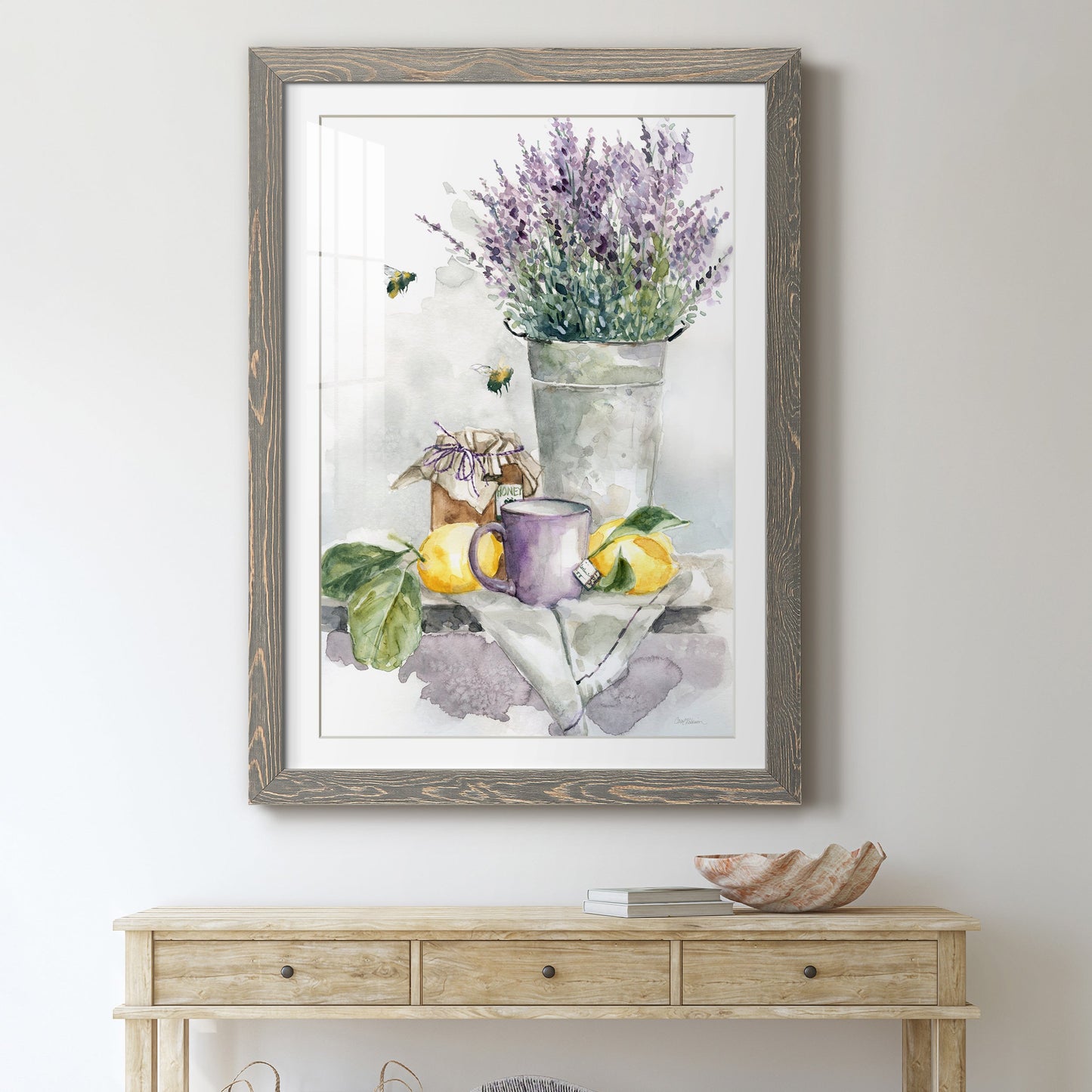 Lavender Lemon and Honey Tea - Premium Framed Print - Distressed Barnwood Frame - Ready to Hang