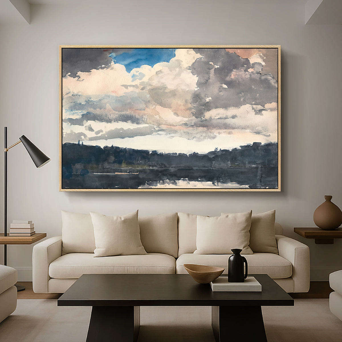 The Lone Boat, North Woods Club, Adirondacks, 1892 - Floater Framed Canvas Print