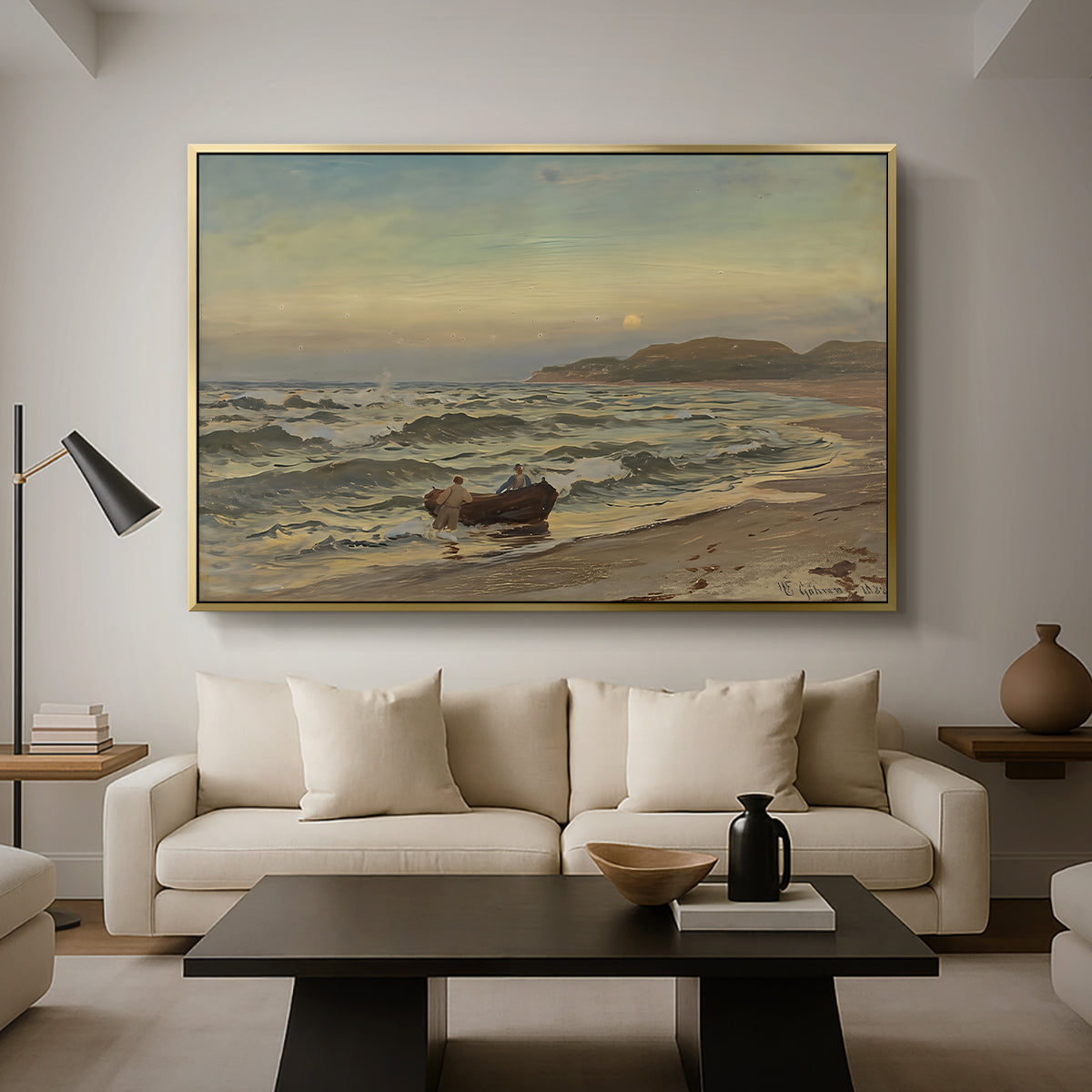 Storm at Rügen, 1882 - Floater Framed Canvas Print