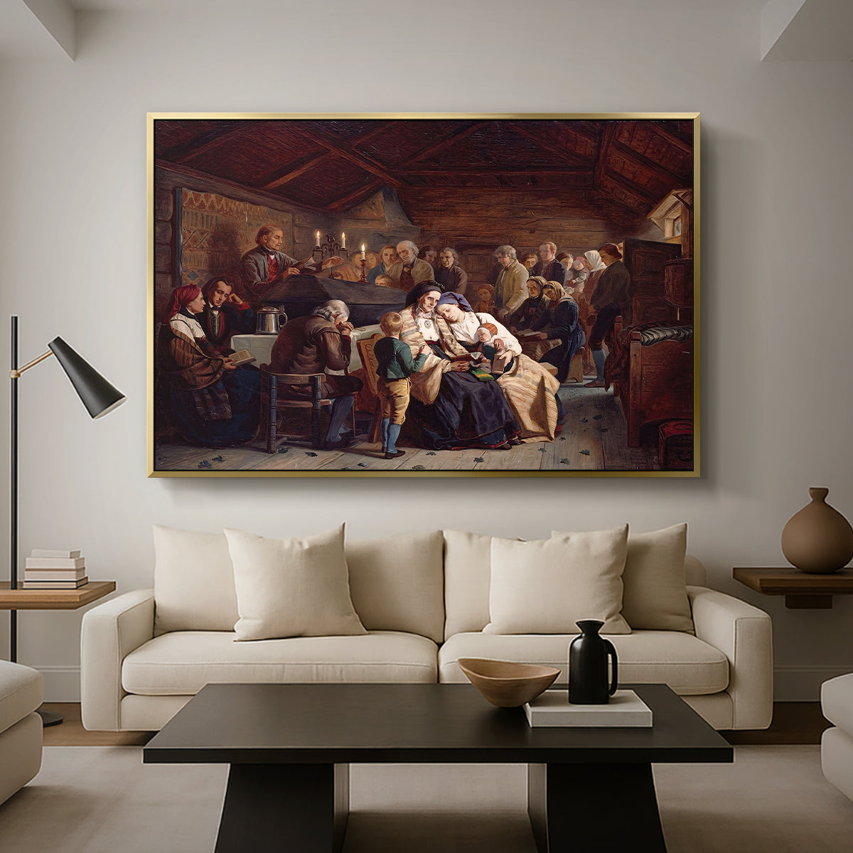 Funeral Feast, 1854 - Floater Framed Canvas Print