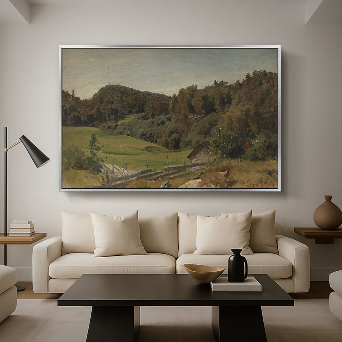 Landscape at Ljan, 1858 - Floater Framed Canvas Print