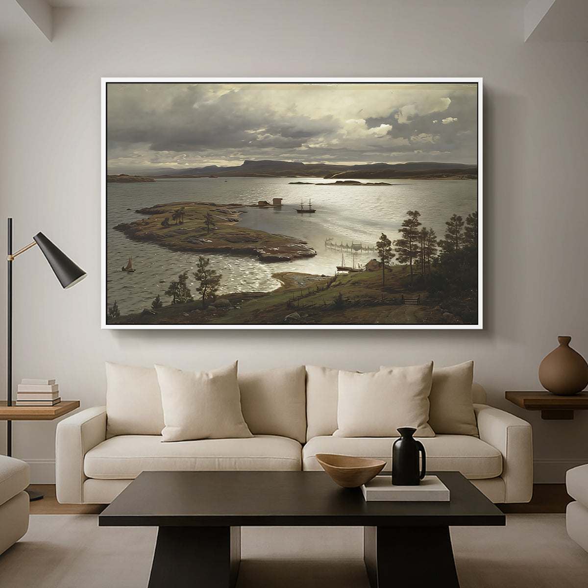 The Fjord at Sandviken (Sandviksfjorden), 1879 - Floater Framed Canvas Print